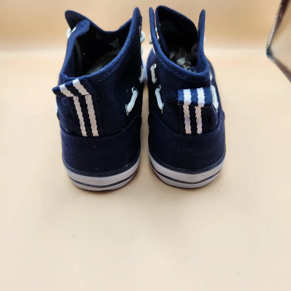Collection 'O' Boat Shoes Mens Size 9 Navy Canvas High Top Lace Up VRL-03